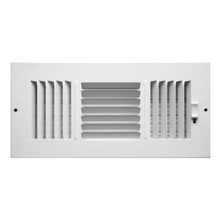 TOOL TIME CORPORATION C103M10X04 3-Way Sidewall Ceiling Register  White - 10 x 4 in. TO710182